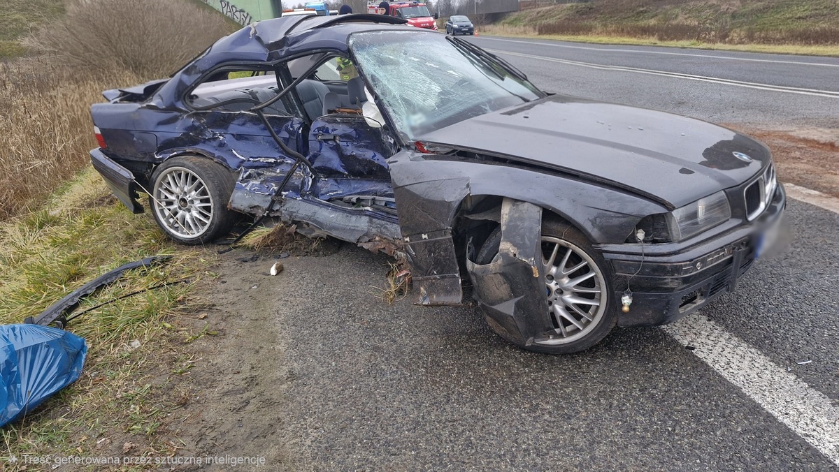 Poważny wypadek z udziałem trzech pojazdów. 18-latek trafił do szpitala śmigłowcem LPR