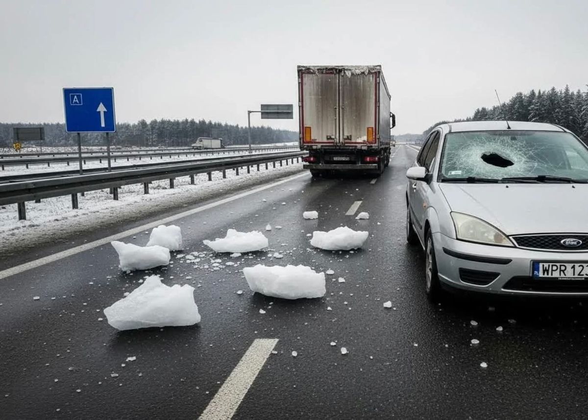 Spadający lód z ciężarówek to śmiertelne niebezpieczeństwo