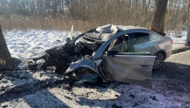 Tragiczny wypadek na DW 632. Samochód uderzył w drzewo – kierowca zginął na miejscu