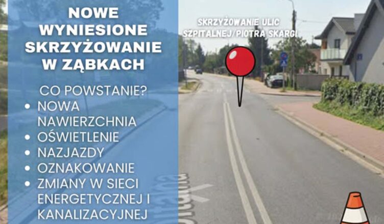 Wyniesione skrzyżowanie ulic Szpitalnej i Piotra Skargi