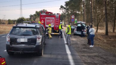 Służby w akcji na DW631. Dwa samochody zderzyły się na drodze.