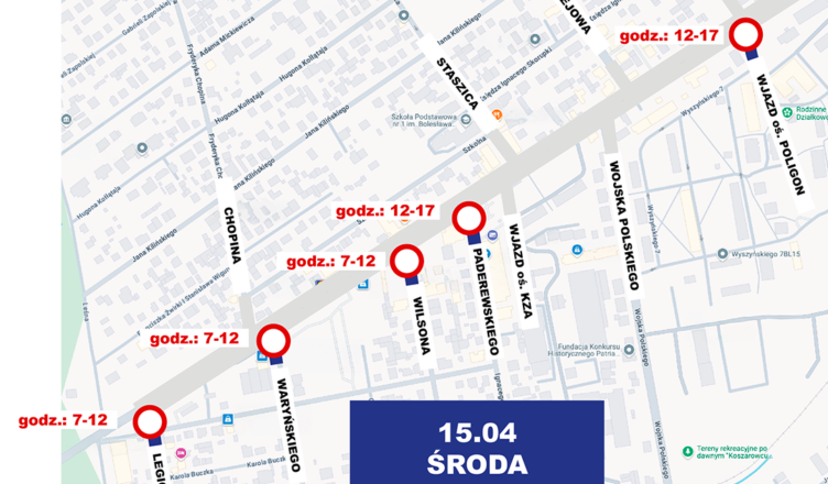 Zielonka - Prace i organizacja ruchu w środę, 15 kwietnia