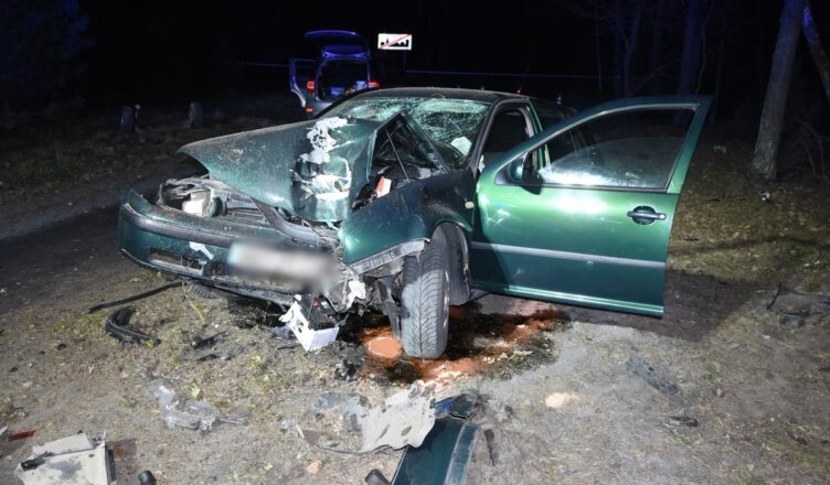 Pijany i bez prawa jazdy rozbił auto na drzewie