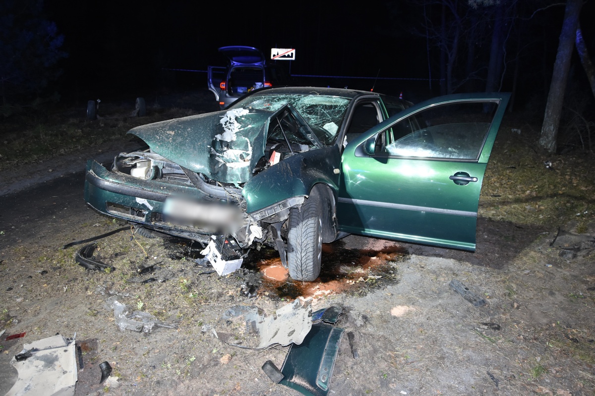 Pijany i bez prawa jazdy rozbił auto na drzewie