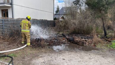 O krok od tragedii! Pożar traw tuż przy domach w Ząbkach – liczyły się sekundy