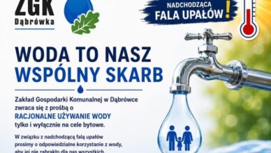 Gmina Dąbrówka apeluje o rozsądne korzystanie z wody.