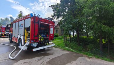 Pożar w Udrzynie. Ogień objął trzy budynki gospodarcze