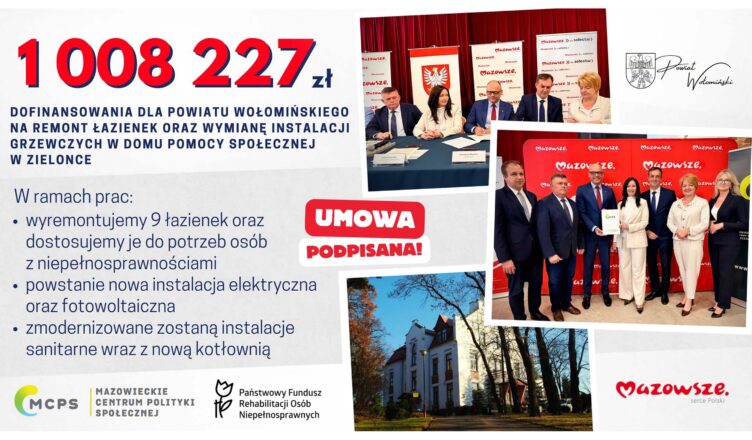 Ponad milion złotych na modernizację DPS w Zielonce. Powiat podpisał umowę na ważną inwestycję