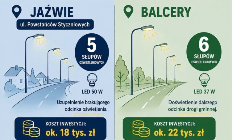 Nowe oświetlenie w Jaźwiu i Balcerach. Gmina Tłuszcz doświetli kolejne odcinki dróg