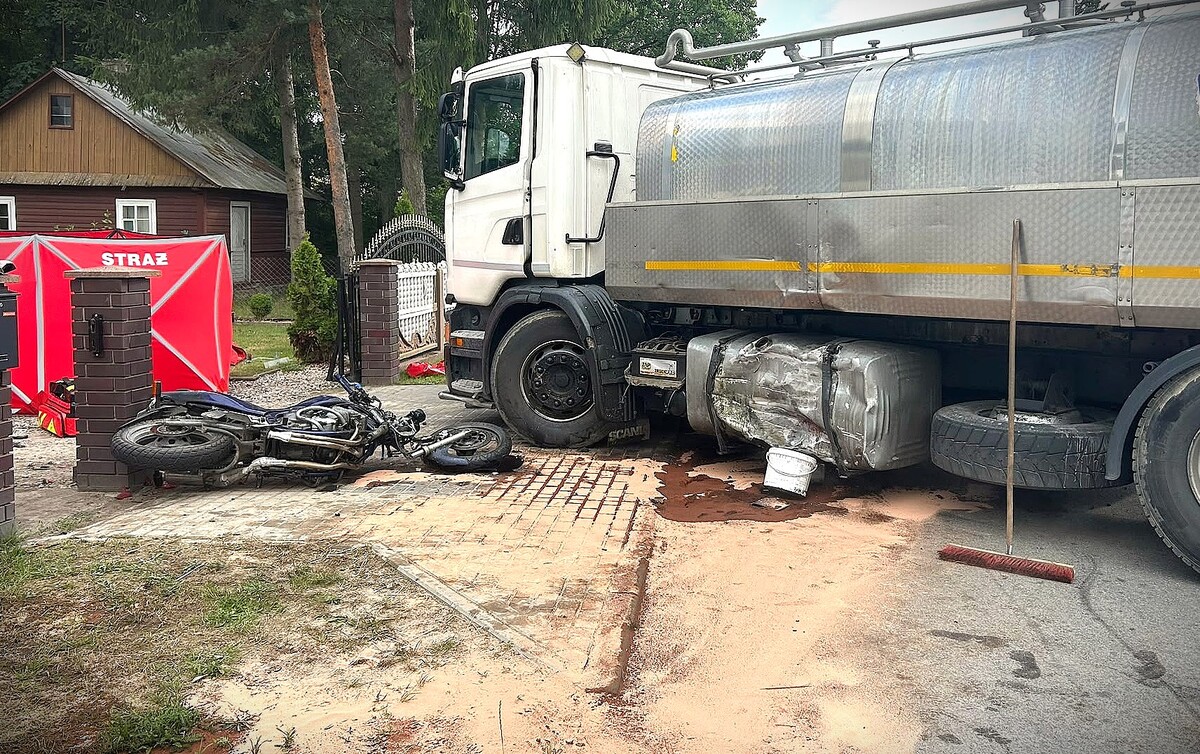 Wypadek z udziałem motocyklisty
