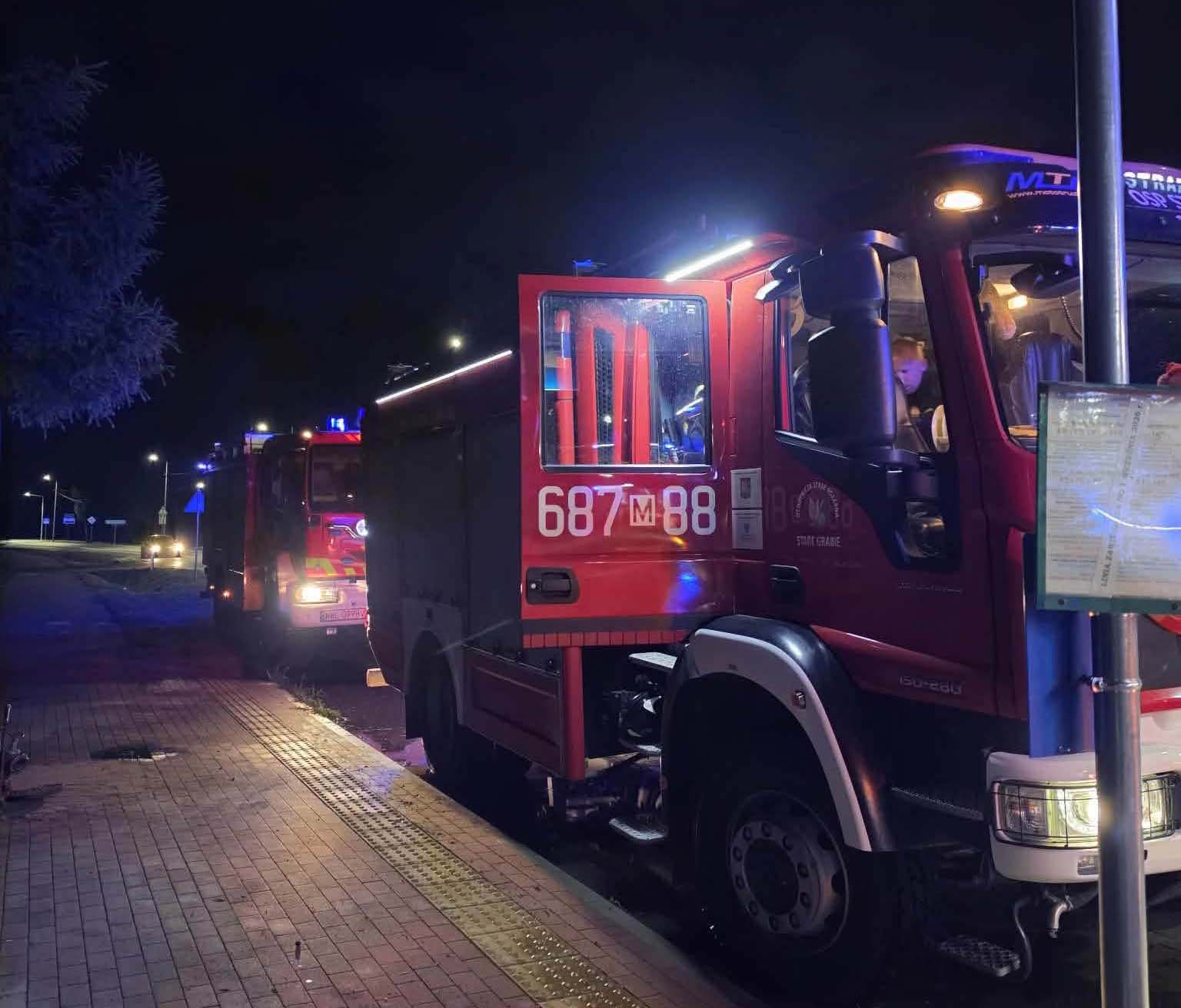 Nocny pożar domu w Helenowie. Służby ruszyły na ul. Witosa, na miejscu kilka zastępów straży
