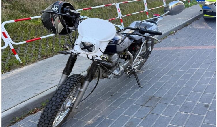 Skrajna nieodpowiedzialność ukrócona. Motocyklista z dwoma promilami, bez uprawnień, jednośladem niedopuszczonym do ruchu