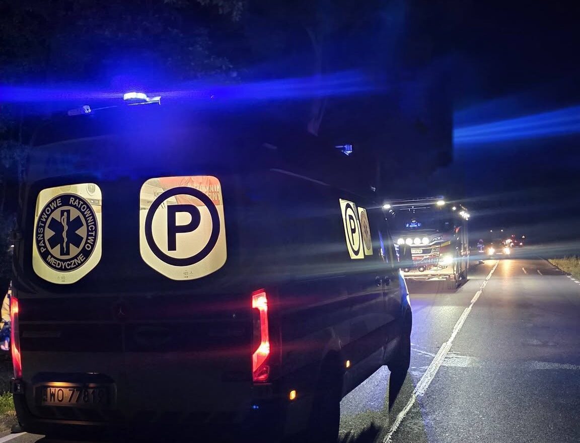 Zderzenie z dzikim zwierzęciem na DK-50. Uszkodzone auto, poszkodowani i ruch wahadłowy