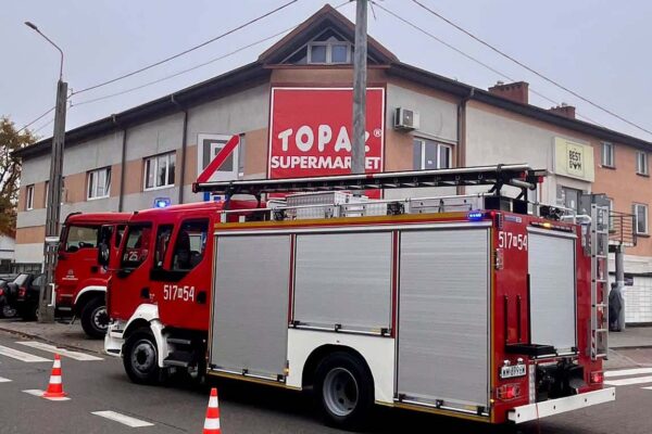 Alarm przy ul. Targowej w Mińsku Mazowieckim. Strażacy interweniowali po pożarze w sklepie