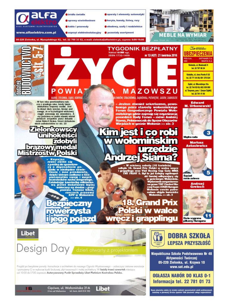 Okładka tygodnika Życie Powiatu nr 13 (437) z 21 kwietnia 2016