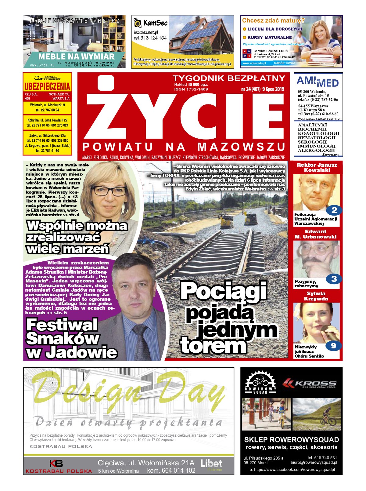 Okładka tygodnika Życie Powiatu nr 24 (407) z 9 lipca 2015