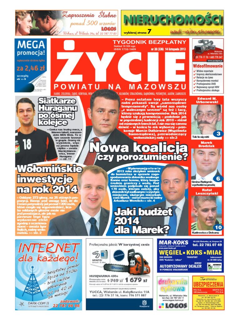 Okładka tygodnika Życie Powiatu nr 38 (336) z 14 listopada 2013