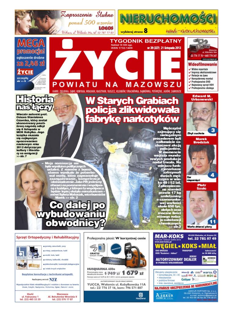 Okładka tygodnika Życie Powiatu nr 39 (337) z 21 listopada 2013