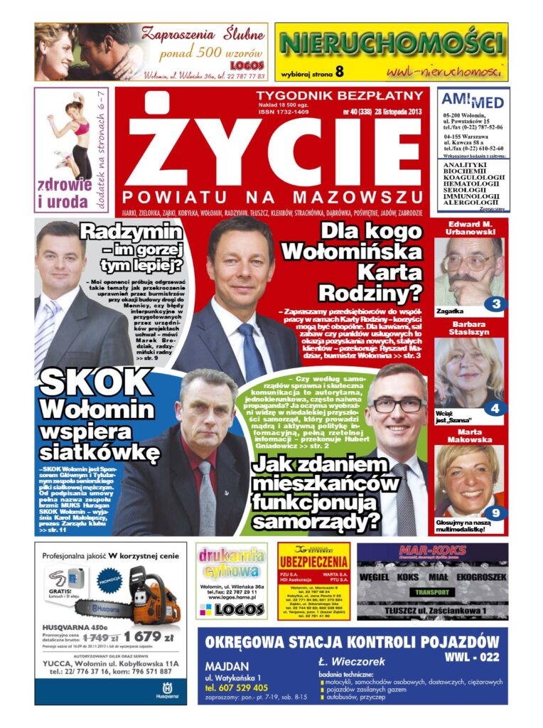 Okładka tygodnika Życie Powiatu nr 40 (338) z 28 listopada 2013